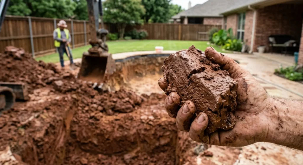 North Texas clay soil sample from pool excavation site